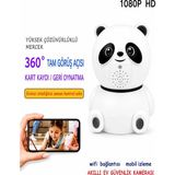 Qasul Panda Görünümlü 360° 1080P Ip Güvenlik Kamerası Gece Görüşlü Wifi Kamera - Beyaz