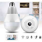 Qasul Panoramik 360° Ampul Kamera E27 Duy Girişli LED Wifi Ip Kamera V380 Pro - Beyaz
