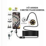 Qasul Profesyonel Endoskop Kamera Arama Motor Içi Su Geçirmez Aralara Girebilen Tesisat Kamerası Android Uyumlu - 5-METRE