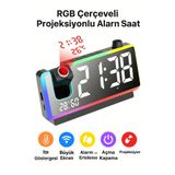 qasul RGB Çerçeveli Dijital Projeksiyonlu Alarm Saat – Sıcaklık Gösterimi, Tek Tuşla Yansıtma