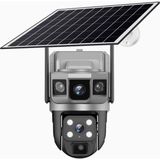 Qasul Solar Güneş Enerjili Çift Kameralı 12MP 4g Sim Kartlı Ip Güvenlik Kamerası Siyah