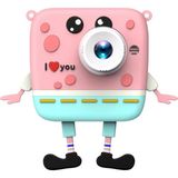 Qasul Sünger Bob Tasarımlı Yeni Nesil Çocuk Dijital Mini Fotoğraf Makinesi Çift Kameralı - Pembe