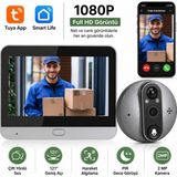 Qasul Wifi Akıllı Kapı Kamerası 4.3" Ekran 1080P Hd Görüntülü Kapı Dürbünü Pır Sensörlü - Gri - Siyah