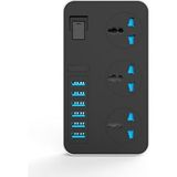 Qasul Yeni Nesil Akım ve Isı Korumalı 6 USB 3 Soket Girişli Çoklu Uzatma Priz - Siyah