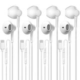 QAWESDX USB C Kablolu Kulaklıklar 4'lü Paket, Tip C Kulaklıklar, Mikrofonlu HiFi Stereo Kulaklık, Samsung Galaxy S23 S22 S21 S20 Ultra, Note 20 10, iPad Pro, Pixel 7 ve Daha Fazlası için Uzaktan Kumanda