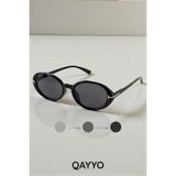 QAYYO Accessories Ovelle Kadın Siyah Çerçeve Oval Güneş Gözlüğü Aksesuar Detaylı Uv400