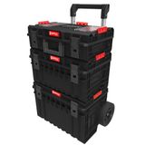 Qbrick System ONE Cart Profi 2.0 Tekerlekli Takım Çantası Seti 3 Parça IP66 | IP66 su ve toz geçirmez, 100 kg taşıma kapasiteli, teleskopik saplı, 105 L hacimli 3 parça modüler takım çantası seti