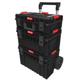 Qbrick System ONE Cart Technik Set 2.0 Tekerlekli Takım Çantası Seti 3'lü | IP66 su ve toz geçirmez, 100 kg taşıma kapasitesi, teleskopik sap, 223 mm tekerlek, alüminyum işkence rayı