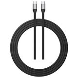 Qcy 100W Type-C Şarj Kablosu 1.2 Metre Halat Örgü 480MBPS Kırılmaz Bükülmez Data Kablosu DC22 - Siyah