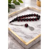 QELA COLLECTION Erkek Sürmeli Kırmızı Efe Boy Toz Kehribar Tesbih Maskot Boy Karton Kutulu Hediyelik Şık