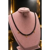 QELA COLLECTION Siyah Kristal Boncuk Altın Takılabilir Kolye | 3 Halkalı Charm Kolye Kadın Takı
