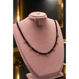 QELA COLLECTION Siyah Kristal Boncuk Altın Takılabilir Kolye | 7 Halkalı Charm Kolye Kadın Takı