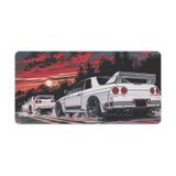 QEOPGNE Araba Büyük Mouse Pad Oyun R32 Japon Retrowave Anime JDM Yarış Araba Danışma Mat Klavye ve Fare Altlığı için Kaymaz Kauçuk Masa Pedi 30 x 60 cm