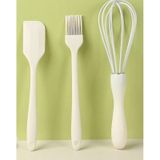 Qerhome 3'lü Silikon Pasta Tatlı Yapma Seti Çırpıcı- Fırça-spatula Beyaz