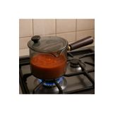 Qerhome Borosilikat Cam Akasya Saplı Cam Kapaklı Minichef Sosluk Füme 550 Ml