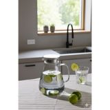 Qerhome Borosilikat Cam Metal Kapaklı Lüks Sürahi 1900 Ml Füme