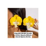 QERMA 9cm Ekstra Büyük Pinterest Kore Tarzı Orkide Küpe Zra Küpe Büyük Sarı Çiçek Küpe Çiçekli Küpe Yılbaşı Yeniyıl