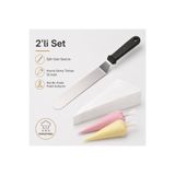 QesQin Eğik Saplı Pasta Spatulası + 50 Adet Krema Sıkma Torbası Profesyonel Pasta ve Tatlı Seti