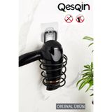 QesQin Güçlü Magic Yapışkanlı Siyah Saç Kurutma Makine Askısı, Siyah Fönlük