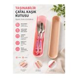 QesQin Kapaklı Taşınabilir Çatal Kaşık Saklama Kutusu – Hijyenik Yemek Takımı Taşıma Kabı Tekli