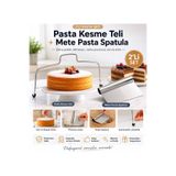 QesQin Pasta Kesme Teli + Mete Pasta Spatula 2’li Profesyonel Pasta Yapım Seti Paslanmaz Çelik