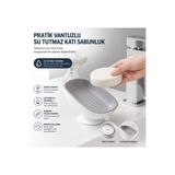 QesQin Pratik Vantuzlu Su Tutmaz Katı Sabunluk | Delikli Eğik Tasarım Banyo ve Mutfak Sabunluğu