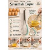 QesQin Sıyırmalı Paslanmaz Çelik Çırpıcı Yumurta Krema Hamur Karıştırıcı Silikon Başlıklı Mutfak