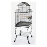QH Pet Cage Siyah 51x51x129 cm Açılır Çatılı Sehpalı Papağan Kafesi