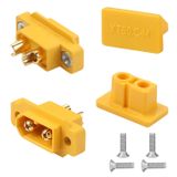 QIANRENON XT60 Erkek Lehim Konnektörü Sabit Montaj Fişi Altın Kaplama XT60 Erkek Panel Montaj Lehimleme Adaptörü XT60E-M 35A 12AWG, Toz Kapağı ile, Model Uçak RC LiPo Batterie Drone RC Araba, 2 Adet