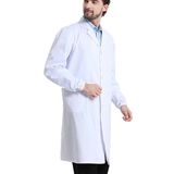 QICEDER Kimya laboratuvar önlüğü, erkek, kadın, beyaz gömlek, uzun gömlek, üniseks, okul öğrencileri, hastane, doktor, sanat öğrencileri için tıbbi manto, Beyaz, S