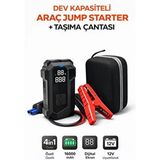 Qifit 16000 Mah Araç Akü Takviye Cihazı | Lastik Şişirme Pompası | Powerbank | El Feneri - Siyah