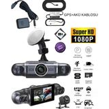 Qifit 4 Açı Araç Içi Kamera 1080P Hd Gps Modül Birlikte Kendi Hafızası 32GB Hardwit Kablosu Hediye Mobil Uygulama Desteği
