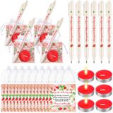 Qilery Misafirler için 50 Set Bebek Duş Şekeri 50 Çay Işık Mum İçerir 50 Geri Çekilebilir Tükenmez Kalem 50 Hediye Çantası 50 Doğum Günü Şekeri Malzemeleri için Teşekkür Etiketleri (Çilek)