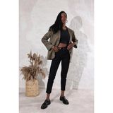 Qimya Butik Hot Fashion Kadın Mono Yaka Nubuk Ceket - Haki