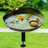 Qipade 13 inç Güverte Üstü Kuş Banyosu Besleyici Kase, Hummingbird Deco ile Dış Mekan için Metal Kuş Banyosu, Bahçe Arka Bahçe Veranda ve Güverte için 2 inç Kalın Kuş Banyoları