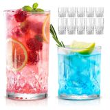 Qipecedm İçme Bardakları, 8 Parça Kristal Cam Bardaklar, Karışık Züccaciye Seti, 4 adet Kristal Eski Moda 325 ml Highball ve 4 adet 325 ml Viski Bardağı, Kokteyl, Viski ve diğer İçecekler için Harika