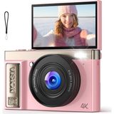 Qiuoio Qıuoıo Dijital Kamera 4K 64MP Kamera Fotoğraf Kamerası: Vlog Için Dijital Kamera - Vintage Fotoğraf Kamerası Kızlar - Selfie Dijital Kamera - 10-18 Yaşındaki Gençler Erkekler Kızlar Için Hediyeler - 1 - Siyah
