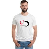 Qivi 10 Kasım Silüet Turk Bayrağı Baskılı Beyaz Erkek Örme Tshirt
