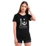 Qivi 10 Kasım Sonsuzluk ve Suliyet Baskılı Beyaz Kadın Örme T-shirt