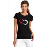 Qivi 10 Kasım Suliyet Türk Bayrağı Baskılı Siyah Kadın Örme T-shirt