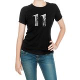 Qivi 11 Eleven Baskılı Siyah Kadın Örme T-shirt