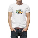 Qivi 1357 Volkswagen Kombi Hippie 18 Olkswagen Baskılı Beyaz Erkek Örme Tshirt