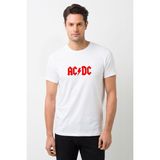 Qivi Acdc Logo Kırmızı Baskılı Beyaz Erkek Örme T-shirt