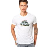 Qivi Açık Mavi Vosvos Tosbağa Baskılı Beyaz Erkek Örme T-shirt