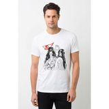 Qivi Aerosmith Hard Rock Rock And Roll Baskılı Beyaz Erkek Örme T-shirt