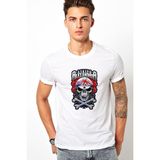 Qivi Alexandria Skull Kuru Kafa Baskılı Beyaz Erkek Örme Tshirt