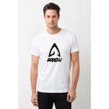 Qivi Altered Carbon Logo Eskitme Baskılı Beyaz Erkek Örme T-shirt