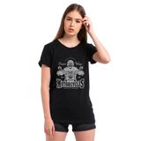 Qivi American Moto Costum Vintage Baskılı Beyaz Kadın Örme T-shirt