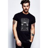 Qivi Amon Amarth Skull Baskılı Siyah Erkek Örme T-shirt