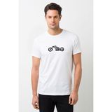 Qivi And White Motorcycle Scooter Motorcycle Bicycle Baskılı Beyaz Erkek Örme Tshirt